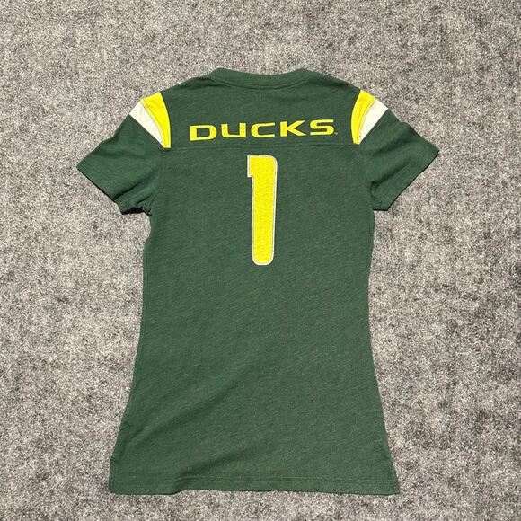 Nike Oregon Ducks Women’s‎ V-Neck Tee Green Yellow Size Small - Picture 5 of 5